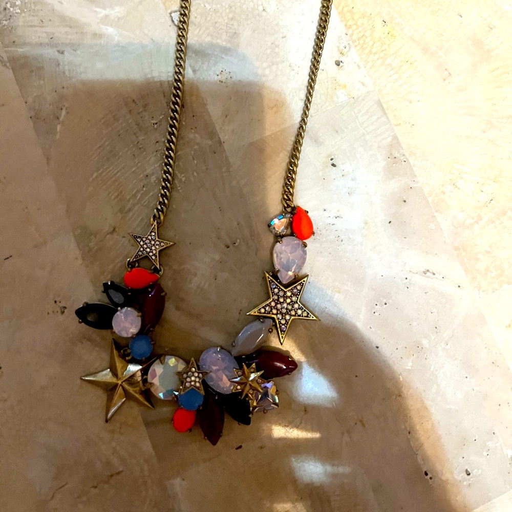 J Crew statement necklace gold tone